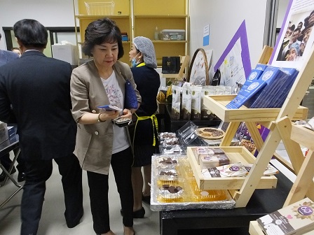 A visitor checks out the variety of chocolate products