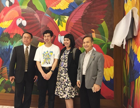 Mr. Piroon and Ms. Supaanong with Dr. Samrerng and the Chinese language emcee with autism