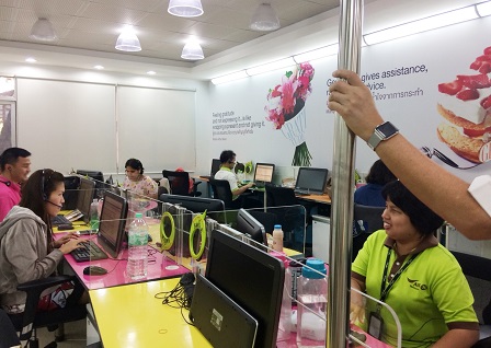 Tour of call center  of telecommunication providers DTAC and AIS, a project that employs persons with disabilities as customer service agents