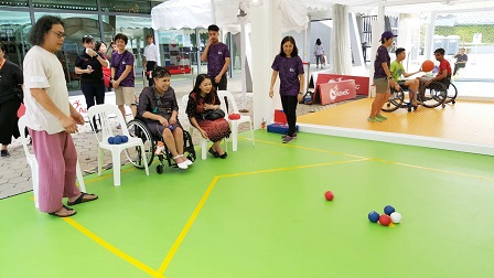 A demonstration of Boccia, an inclusive sports activity