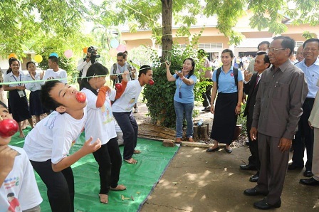 Minister of Social Affairs, Veterans and Youth Rehabilitation H.E. Dr. Vong Sot observing World Autism Awareness Day activities