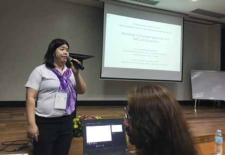 Ms. Supaanong Panyasirimongkol giving a speech and presentation at the Southeast Asian Women's Summit