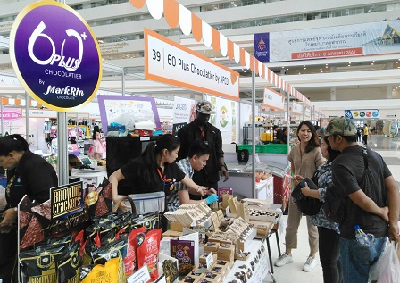 60+ Plus Chocolatier by MarkRin chocolate products by persons with disabilities on display at the Chaengwattana Government Complex in Nonthaburi, Thailand