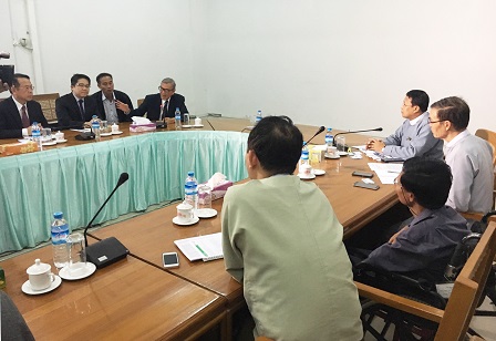 Meeting about the Project between APCD led by H.E. Dr. Tej Bunnag (Executive Board Chairman) and Mr. Piroon Laismit (Executive Director) and Mr. Win Naing Tun (Director General, MSWRR Department of Rehabilitation), who is the representative of Dr. Win Myat Aye (Union Minister)