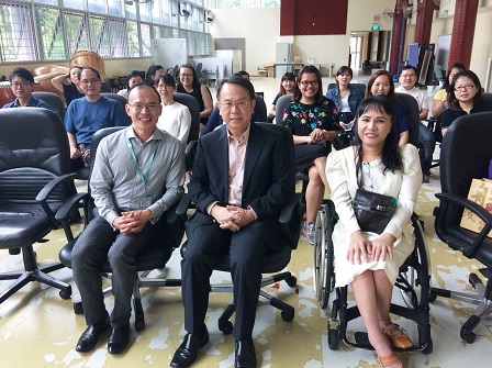 Mr. Piroon Laismit (APCD Executive Director), and Ms. Nongnuch Maytarjittipun (APCD Executive Secretary) with Mr. Jeffrey Chan PhD (Deputy Chief Executive Officer and Adjunct Professor, Movement for the Intellectually Disabled of Singapore)