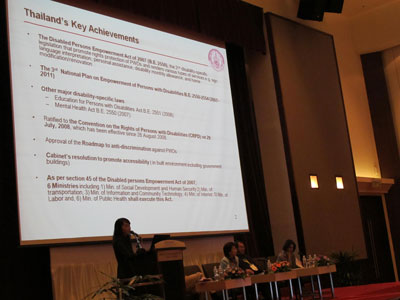 Presentation on Government Initiatives by the National Office of Empowerment for Persons with Disabilities, Ministry of Social Development and Human Security of Thailand