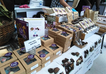A variety of chocolate products created by trainees with diverse disabilities at 60+ Plus Chocolatier by MarkRin