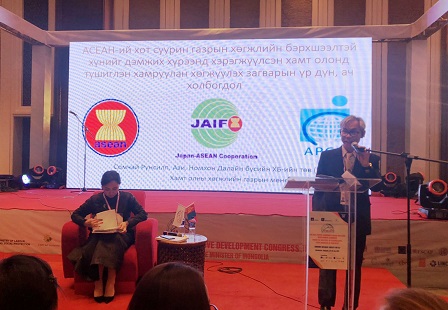 APCD Community Development Department Manager Mr. Somchai Rungsilp presents an abstract on 'Significant Outcomes of the Project for ASEAN Hometown Improvement through Disability-Inclusive Community Model'