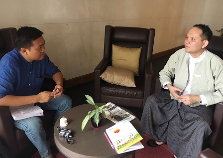 Mr. Swan Yi Ya (Director, Department of Rehabilitation, Ministry of Social Welfare, Relief & Resettlement) in an evaluation interview with Mr. Dwight Jason Ronan from the Mekong Institute