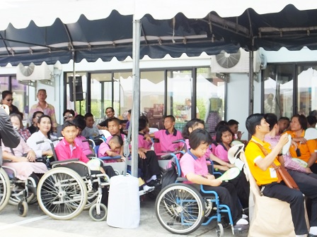 Wheelchair users attending the event