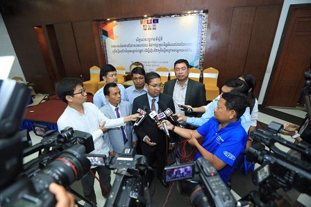 H.E. Dr. Em Chan Makara grants an interview with local media