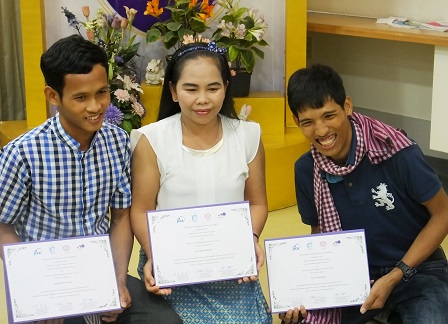 TCTP participants from Cambodia proudly showing off their certificates