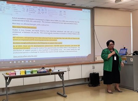 Presentation from Ms. Mona Magno-Veluz of the Autism Society Philippines