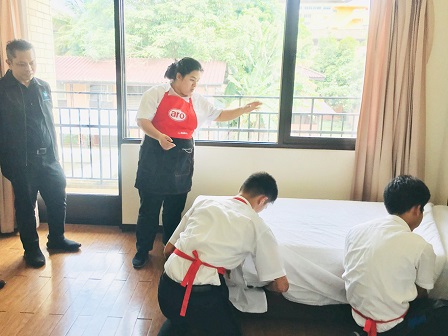 Hotel service training demonstration by persons with disabilities at the APCD Training Building