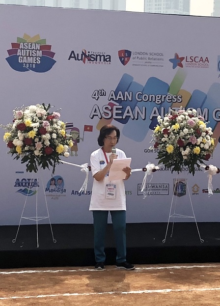 Yayasan Autism Indonesia Chairperson Dr. Melly Budhiman delivers her opening speech at the 4th ASEAN Autism Games