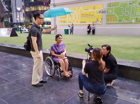 Ms. Nongnuch being interviewed by 'The Straits Times' on the topic of Universal Design in Singapore