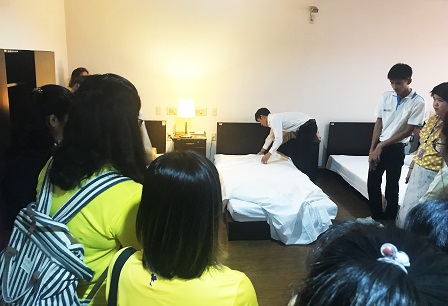 DASTA members witnessing how the trainees making beds
