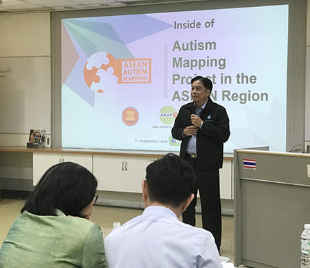 Mr. Pongwattana Charoenmayu, Manager of ASEAN Autism Mapping Project sharing implementation process of the project