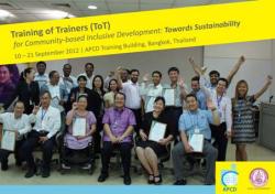 Training of Trainers (ToT) for Community-based Inclusive Development Towards Sustainability 