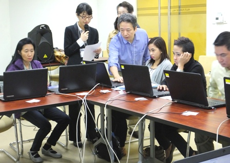 Testing the captioning system with Japanese partners