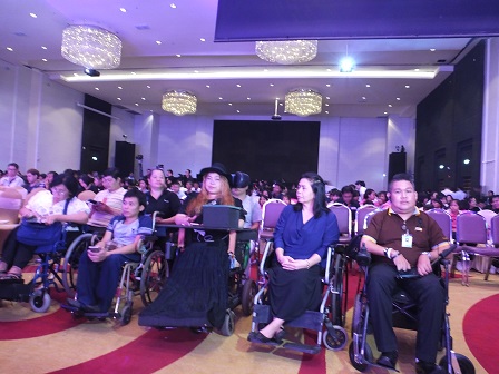 Wheelchair users attending the historic event