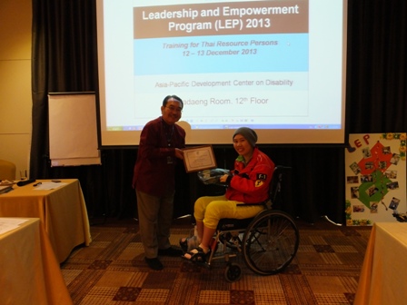 Certificate presentation to LEP Training participants