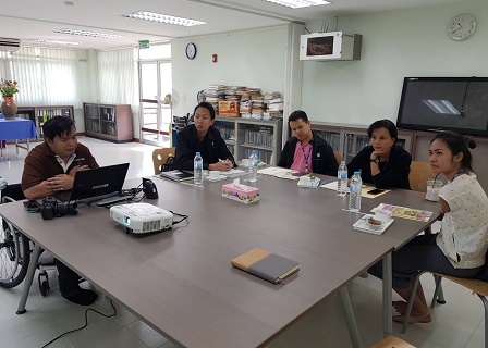 Mr. Suriya Somsella (Communication Officer, FCD) delivering a presentation on FCD activities and achievements