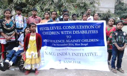 Group photo with young participants of the State Level Consultation of Children with Disabilities to End Violence Against Children in India